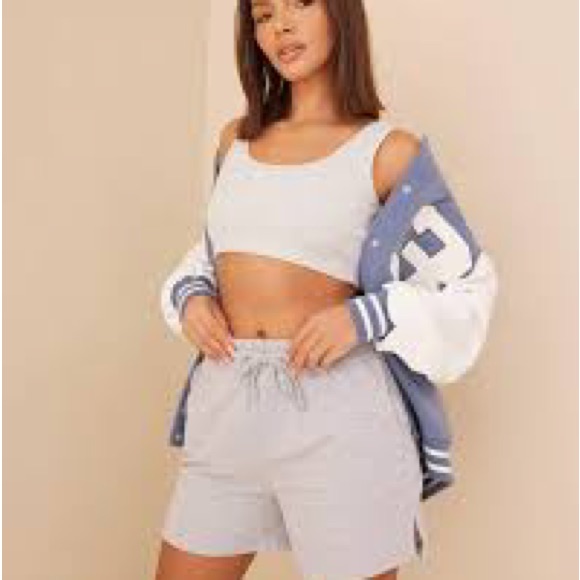 Loopback Short With Side Split Grey Marl